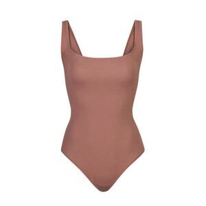skims New rose clay Tan Pink ribbed bodysuit Cotton Elastane Xs